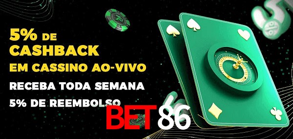Promoções do cassino ao Vivo bet86